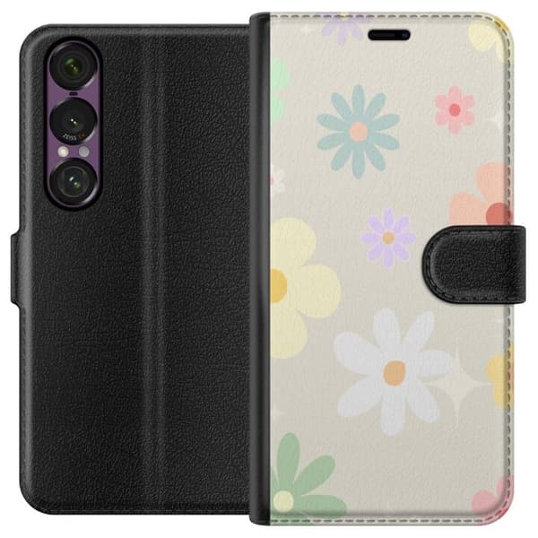 Plånboksfodral till Sony Xperia 1 VII med fejdande blommor