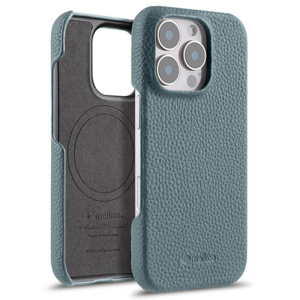 MELKCO Mobilskal till iPhone 16 Pro Max Äkta Läder PC Blå