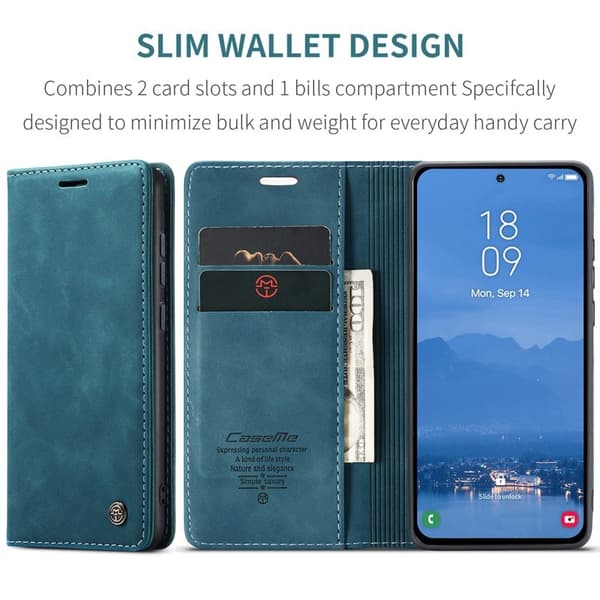 CASEME 013 Plånboksfodral för Samsung Galaxy S25 FE - Blå