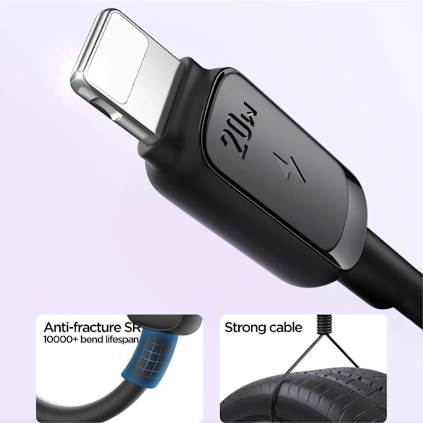 SiGN USB-C till Lightning Kabel 2m 20W - Svart
