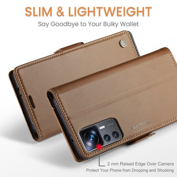 CASEME Plånboksfodral Konstläder för Xiaomi 12T 5G - Brun
