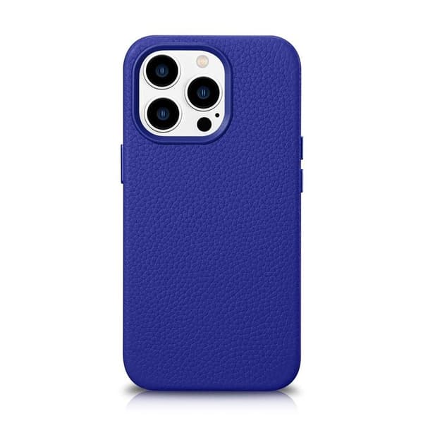 iCarer iPhone 14 Pro Max Skal Magsafe Äkta Läder Litchi Premium - Mörkblå Blå