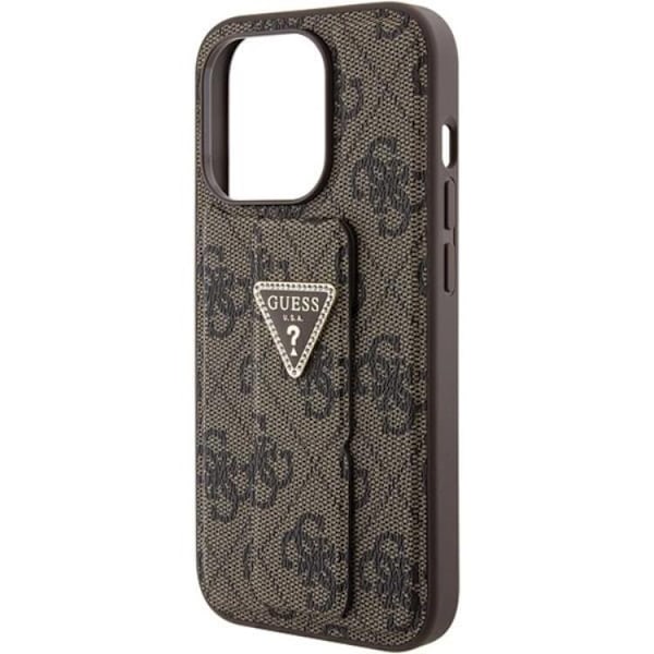 Guess iPhone 15 Mobilskal Grip Stand Triangle Strass - Brun