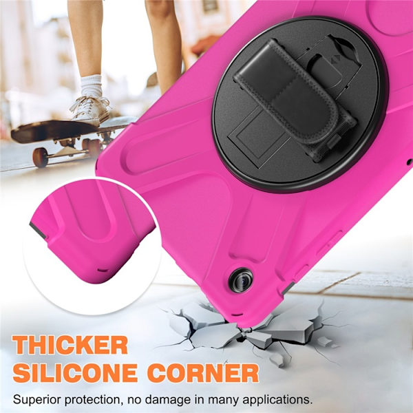 Mobilskal till Galaxy Tab A9 Plus Silikon Rotary Kickstand Rosa