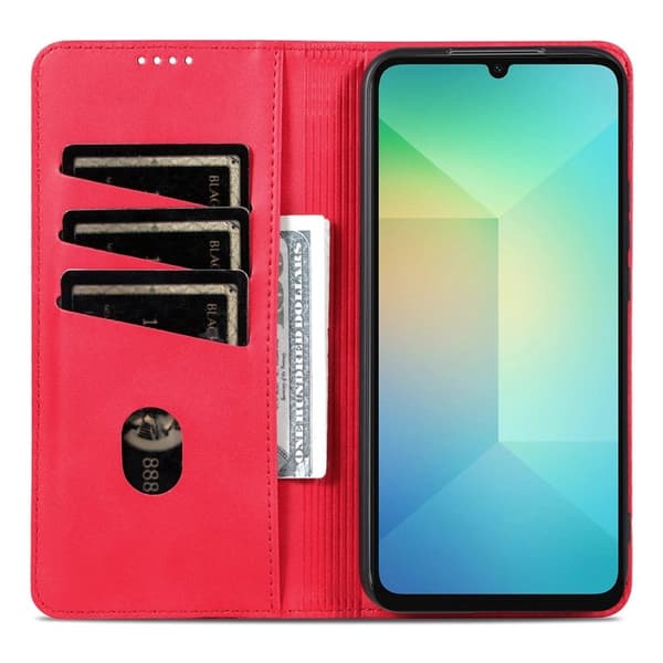 AZNS Samsung Galaxy S25 FE Plånboksfodral Konstläder - Röd