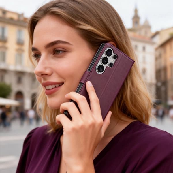 Tech-Protect Plånboksfodral För Galaxy S26 Ultra - Mulberry Vinröd