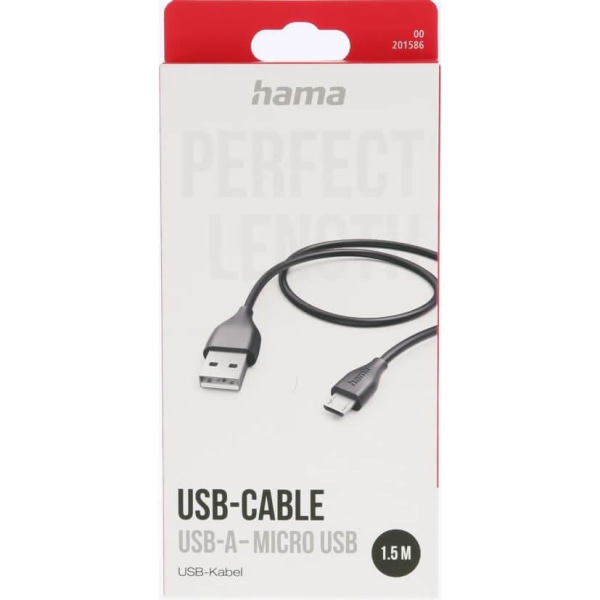 HAMA Ladekabel USB-A til Micro-USB 1,5m - Sort