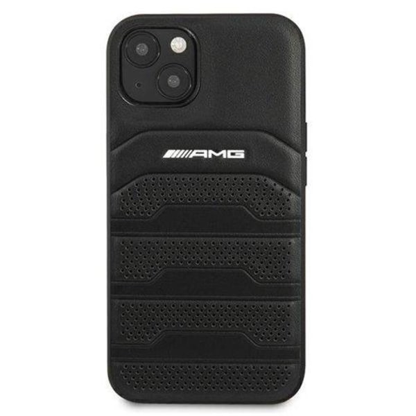 AMG aitoa nahkaa kohokuvioitu linjakotelo iPhone 13 mini - musta Black
