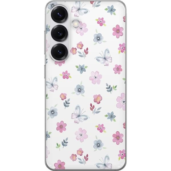 Mobilcover til Samsung Galaxy S25 med blomster og sommerfugle