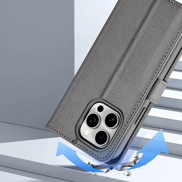 Dux Ducis iPhone 15 Pro Max Plånboksfodral Lawa Läder - Grå Grå
