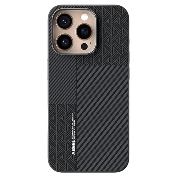 ABEEL Mobilskal till iPhone 16 Pro Max PC TPU Aluminium PU Läder Textur 1