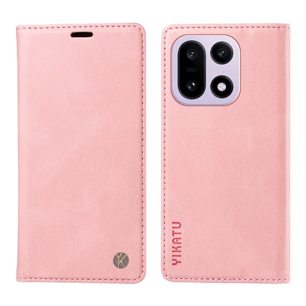 YIKATU OnePlus 15 5G Konstläder Plånboksfodral Skin-Touch Rosa