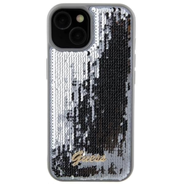 Guess iPhone 15 Mobilskal Sequin Script Metal - Sølv Silver