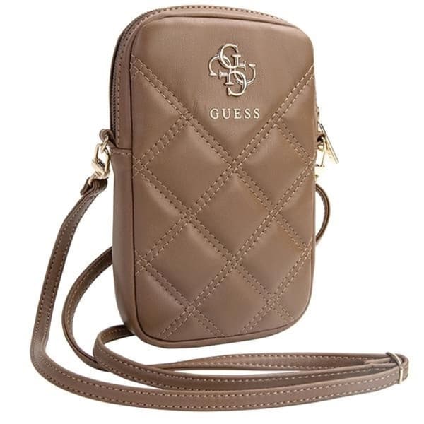 Guess Mobilväska Zip Quilted 4G - Brun Brun