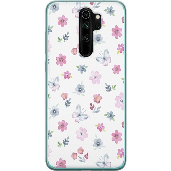 Mobilskal till Xiaomi Redmi Note 8 Pro med Blommor och fjärillar
