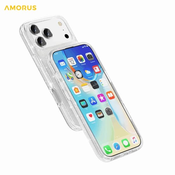 AMORUS Mobilskal till iPhone 17 Pro Max Magsafe Glitter Powder PC + TPU - Vit Vit