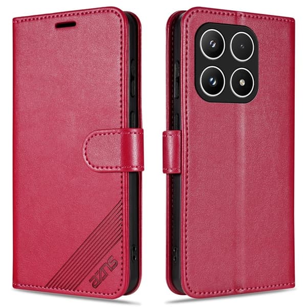 AZNS Xiaomi 17 Plånboksfodral Anti-Scratch Konstläder - Röd