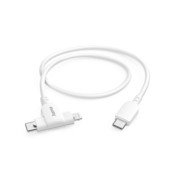 Hama USB-C til USB-C eller Lightning 1.5m kabel - hvid Vit