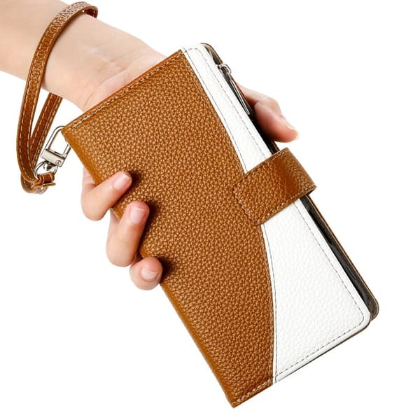 Samsung Galaxy S26 Plus Plånboksfodral Dragkedja Konstläder Flip - Brun