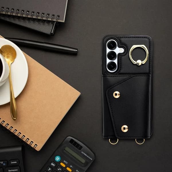 Telefontaske til Galaxy S25 Edge Wonder Kortholder - Sort Svart
