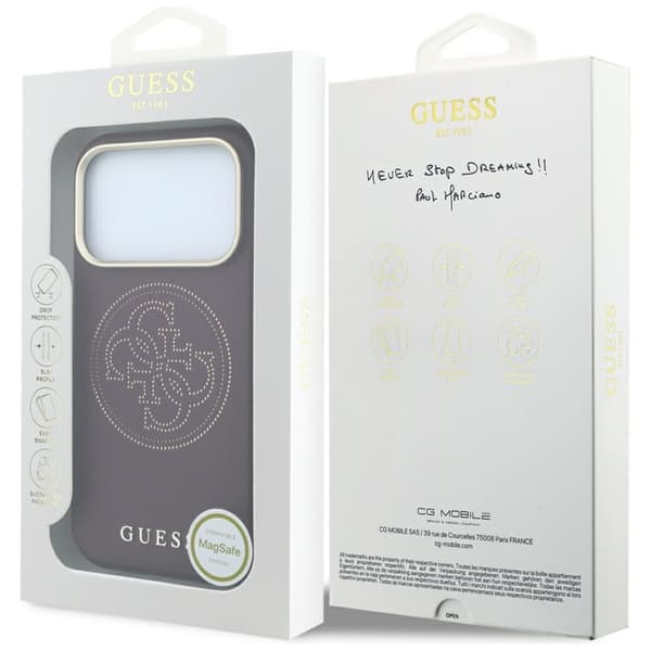 Guess Mobilskal För iPhone 18 Pro/iPhone 17 Pro Magsafe Perforated 4G Gold Logo