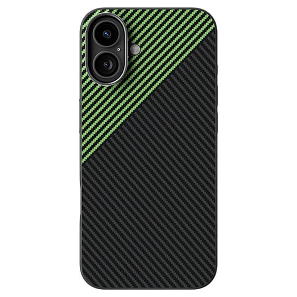 ABEEL Mobilskal till iPhone 16 MagSafe Carbon Fiber Texture Grön
