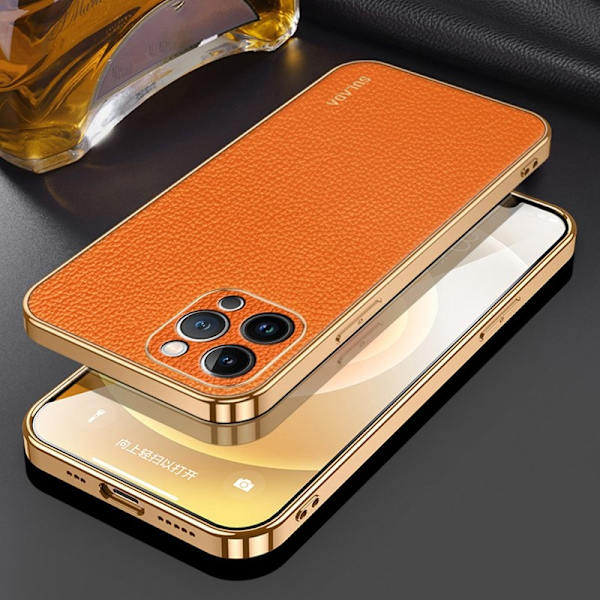 SULADA Mobilskal till iPhone 15 Pro Max Electroplating PU Läder Orange
