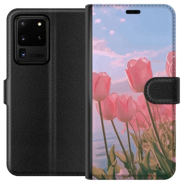 Plånboksfodral till Samsung Galaxy S20 Ultra med Rosa Tulpaner