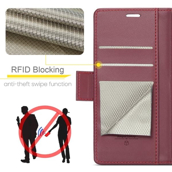 CASEME 023 Series Konstläder Plånboksfodral för Google Pixel 10 Pro - Röd