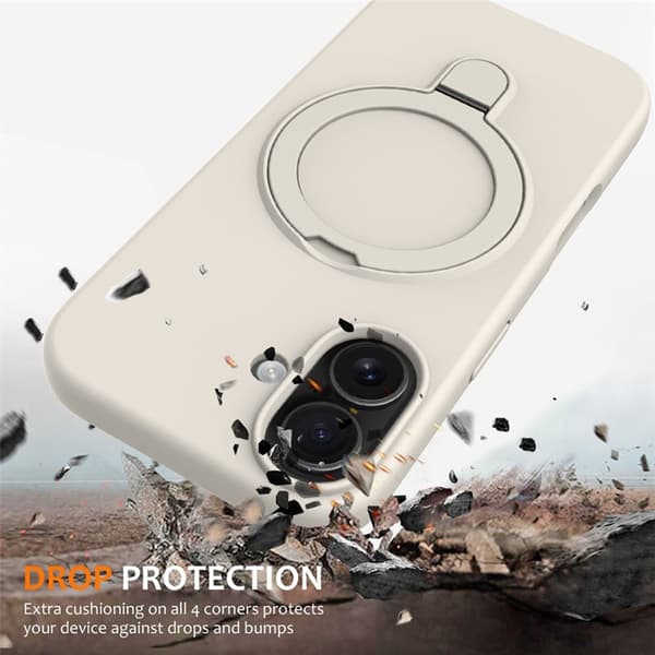 Mobilskal till iPhone 17 MagSafe Kickstand PC + Silikon - Antikvit Beige