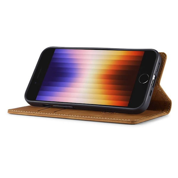 LC.IMEEKE iPhone 16e Plånboksfodral Scratch-Proof Konstläder - Brun