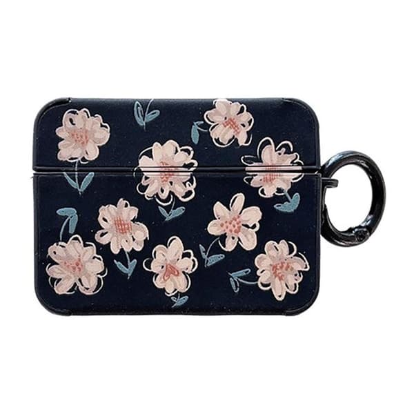 Airpods Pro 2 Etui TPU Læder Floral - Sort/Rosa Black