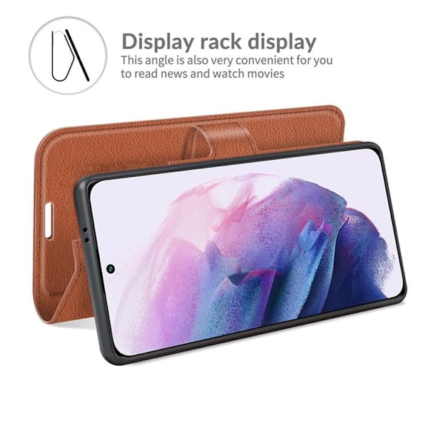 Litchi Magnetic Fodral Galaxy S22 Plus 5G - Brun Brun