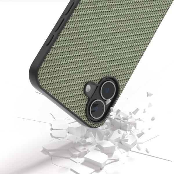ABEEL Mobilskal till iPhone 16 Plus Hybrid Kolfiber Grön