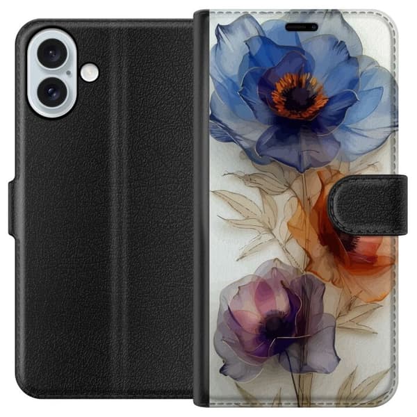 Apple iPhone 16 Plus tegnebog med silkeblomster