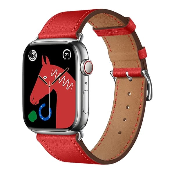 Forcell Apple Watch 38/40/41mm Armbånd Øko Læder - Rød Röd