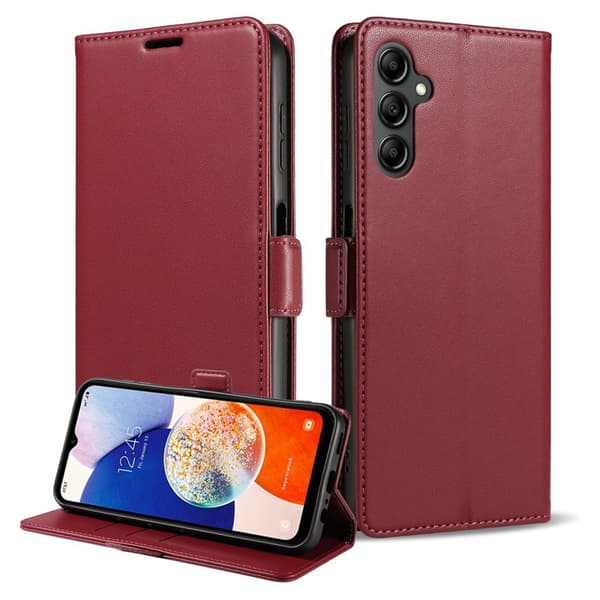 Plånboksfodral för Samsung Galaxy S26 Plus Magnetiskt RFID - Vinröd