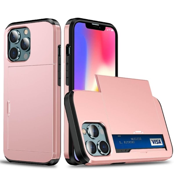 Hybrid Skal med Kortplats till iPhone 13 Pro - Roséguld