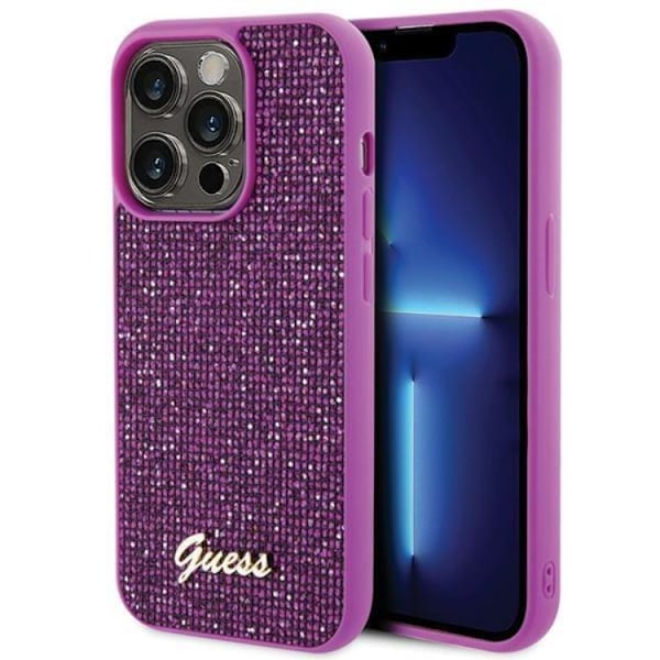 Guess Mobilskal till iPhone 15 Pro Disco Metal Script - Rosa Rosa