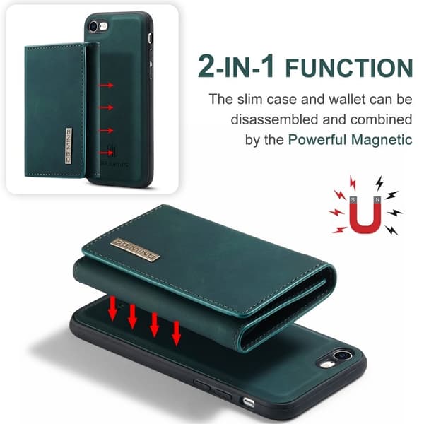 DG.MING M1 Series Plånboksfodral Konstläder för iPhone 7/8/SE 2020/2022 - Grön