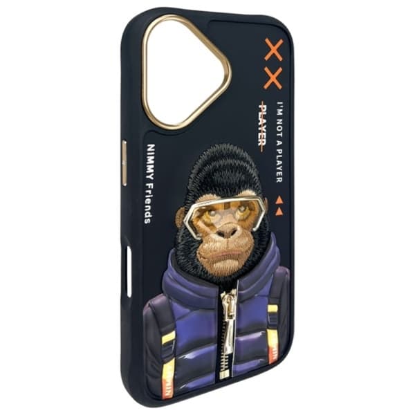 Nimmy Telefontaske til iPhone 16 Cool & Cute 2.0 Monkey - Sort Black