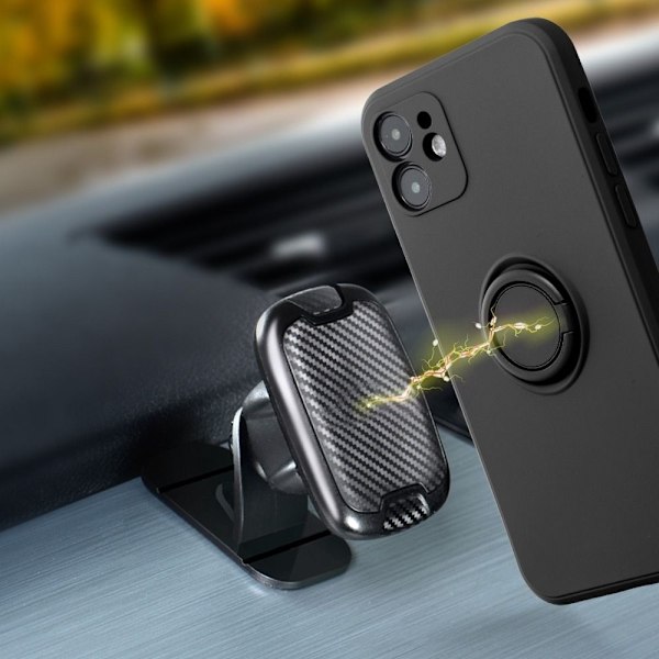 Forcell iPhone 7/8/SE (2020/2022) Skal Silikon Ring - Svart Svart