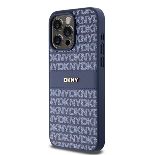 DKNY iPhone 15 Pro Max Mobilskal Läder Mono Stripe & Metal Logo