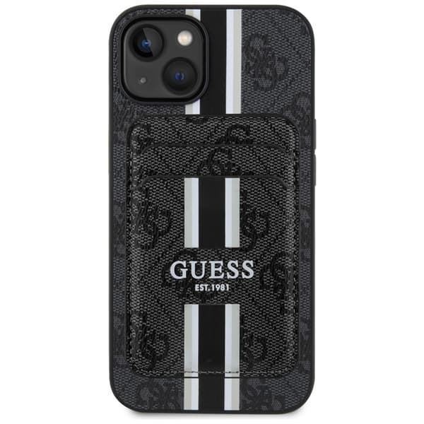 Guess Mobilskal till iPhone 15 Magsafe Korthållare Stripes Black