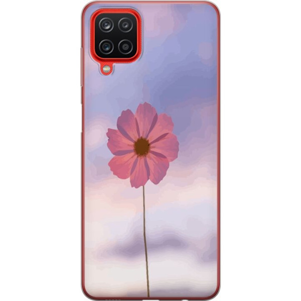 Mobilcover til Samsung Galaxy A12 med lyserød blomst