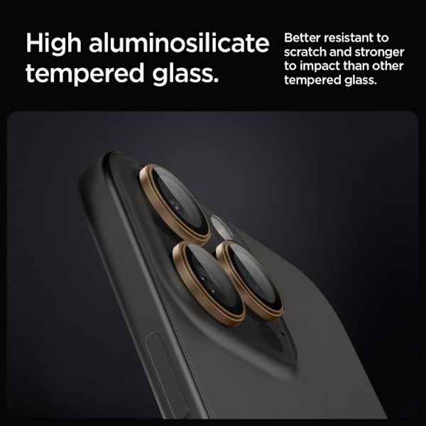 Spigen [2-Pack] iPhone 16 Pro Max/16 Pro Linsskydd Härdat glas EZ FIT Brun