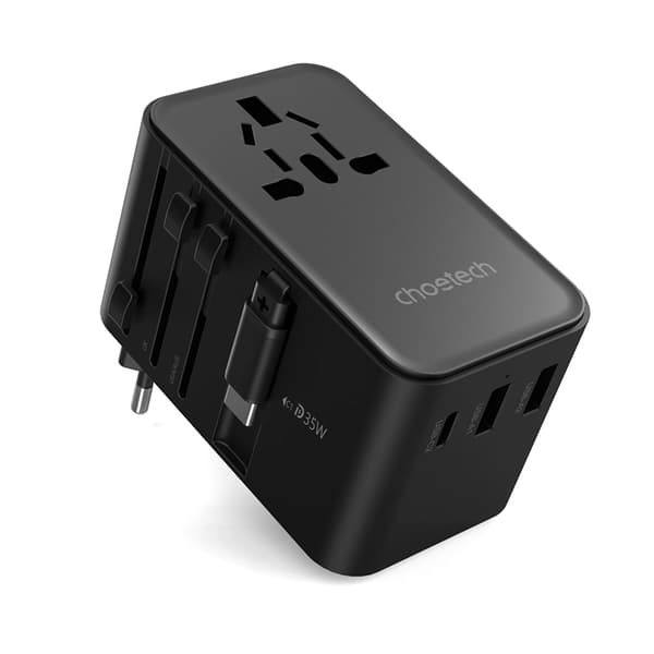 Chotech Väggladdare Reseadapter 70W Med Built-In USB-C Kabel Svart