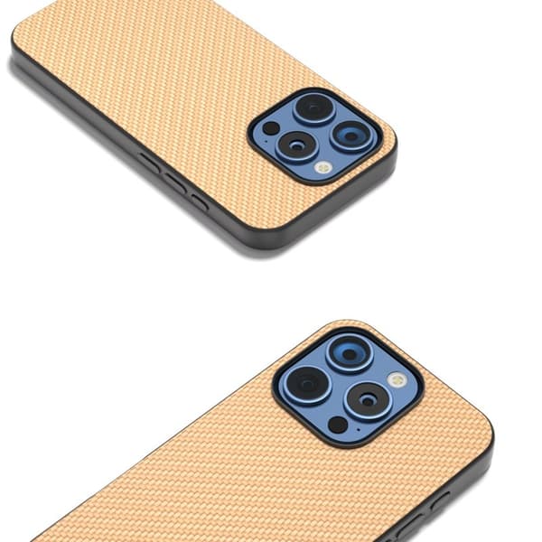 ABEEL Mobilskal till iPhone 16 Pro Kolfiber Textur PU+PC+TPU - Gul