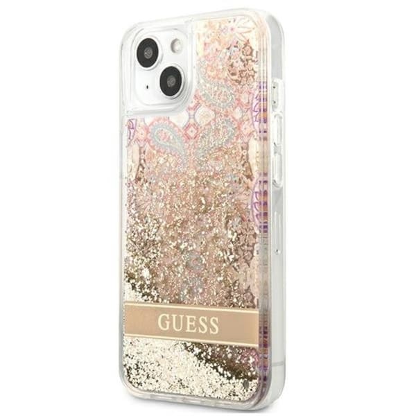 Guess iPhone 13 mini Skal Paisley Liquid Glitter - Guld Guld