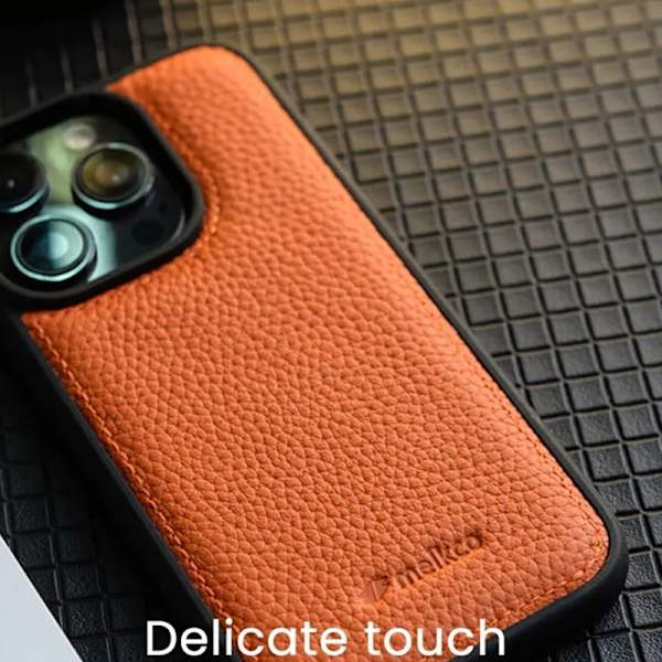 MELKCO Mobilskal till iPhone 14 Pro Äkta Läder + Mikrofiber + PC Röd